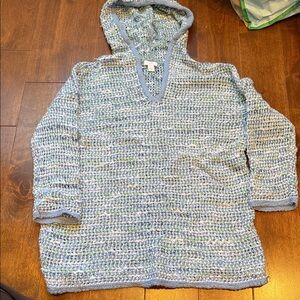 Blue and green j jill hooded sweater